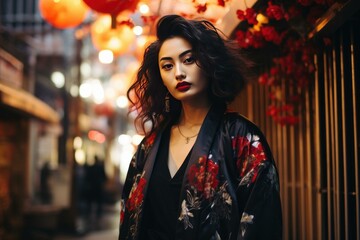 Sophisticated Stylish asian women. Portrait young. Generate Ai