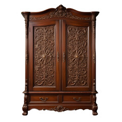 Antique wooden cabinet, Wooden Armoire, Bengali Almari isolated on transparent background