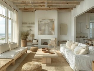 coastal elegance in home decor, serene and airy, documentary photography