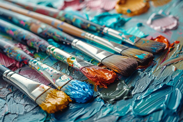 Obraz premium A bright canvas filled with colorful brushstrokes represents artistic creativity and design