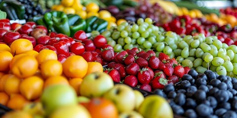 A vibrant display of organic fruits at the market offers a healthy variety for all