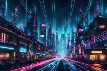 Fototapeta premium Technology digital abstract background. Colorful, Futuristic impression, with glowing and light effects