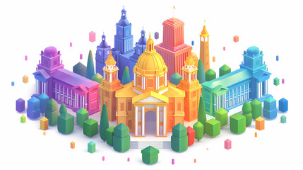 Pride Historical Tour: A Guided Exploration of LGBTQ History   Educational  Inspiring Flat Design Icons of Significant Sites  Stories for LGBTQ+ Community   Illustration