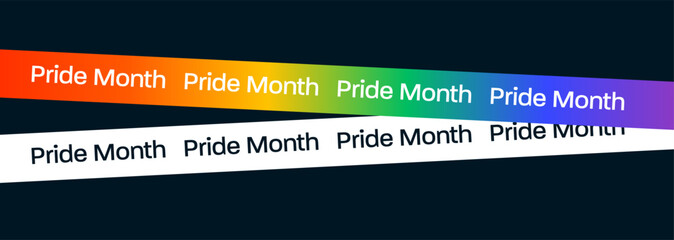 Pride Month Banner Design. Trendy Pride Banner with Pride Month Text and Colorful Rainbow Gradient Decoration. Vector Design Template Illustration for Pride Month