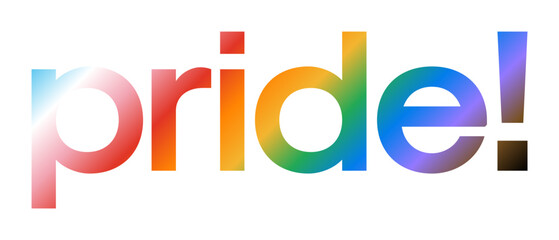 Pride Text. Trendy Pride Typography in LGBTQ Pride Flag Colors. Rainbow Gradient Text Vector Illustration for Pride Month