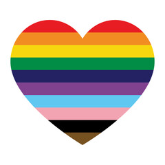 Pride Heart Vector. Love Heart Shape with LGBTQ+ Pride Flag Colours. 