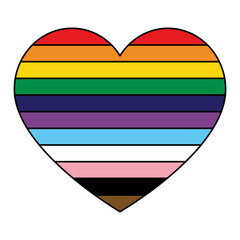 Pride Heart Vector. Love Heart Shape with LGBTQ+ Pride Flag Colours.