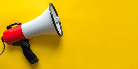 Promotional Black Friday banner with a megaphone on a yellow background for online shopping. Concept Black Friday Deals, Online Shopping, Promotional Banners, Yellow Background, Megaphone