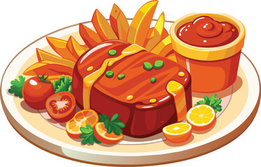 beef steak vector flat illustration