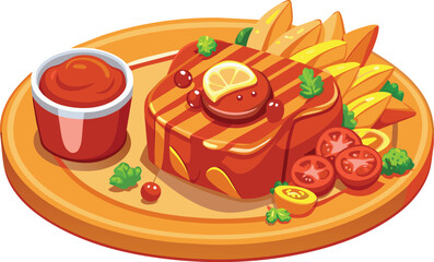 beef steak vector flat illustration