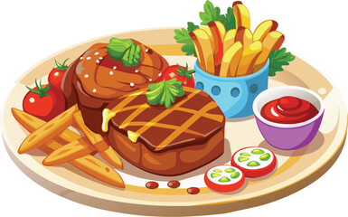beef steak vector flat illustration