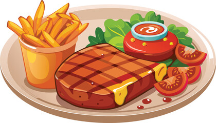 beef steak vector flat illustration