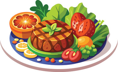 beef steak vector flat illustration