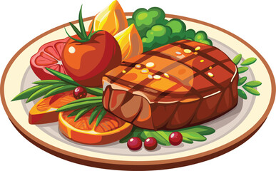 beef steak vector flat illustration