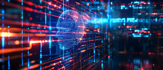 Fototapeta premium Impact on your life artificial intelligence coding concept, Developer programming code technology and computer script, metaverse the virsual digital 