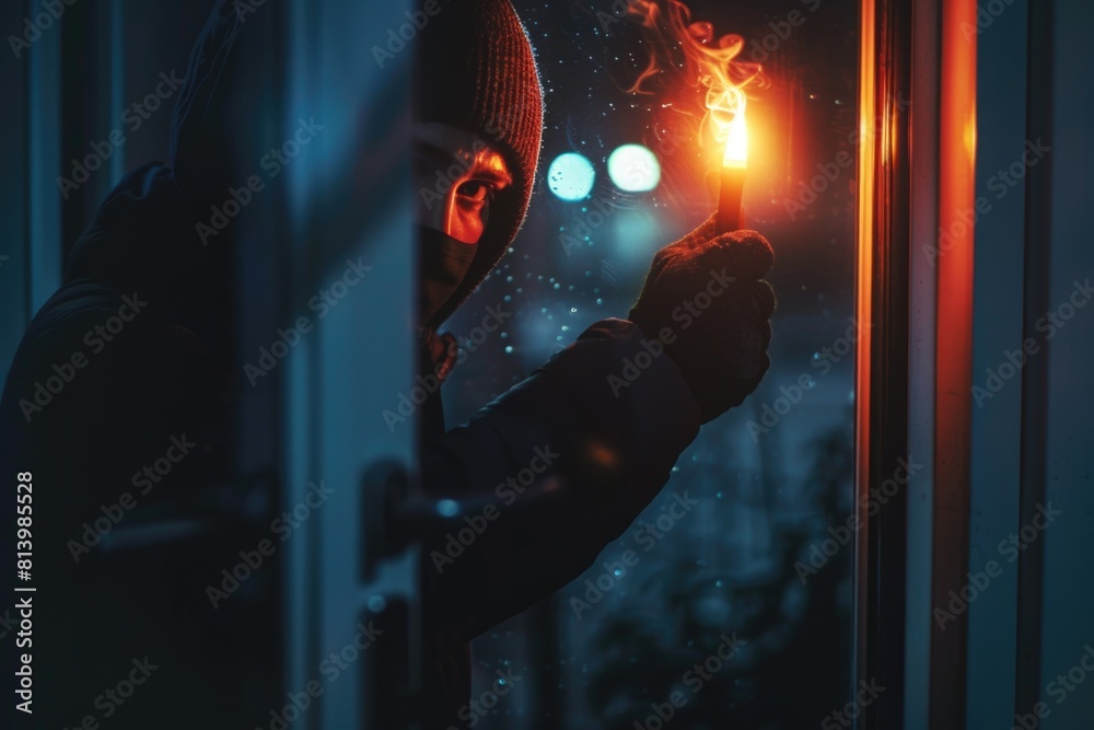 Poster a man holding a lit candle. perfect for adding a warm touch to your projects
