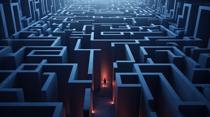 silhouette of a man in a maze