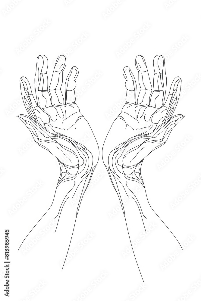Poster A drawing of a pair of hands holding something. Perfect for illustrating concepts of support or teamwork