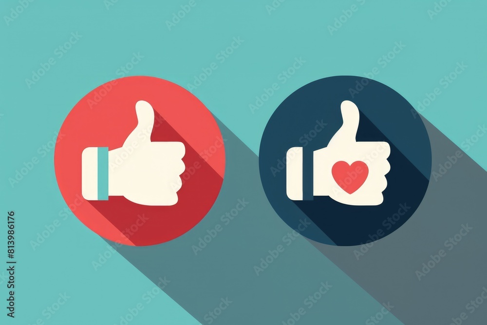 Poster Two thumbs up and a heart symbol in the middle. Suitable for expressing love and appreciation
