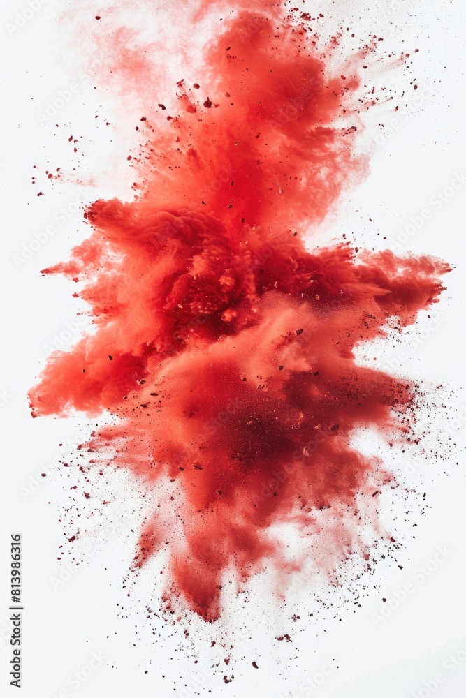 Poster a red dust cloud floating in the air, suitable for environmental concepts