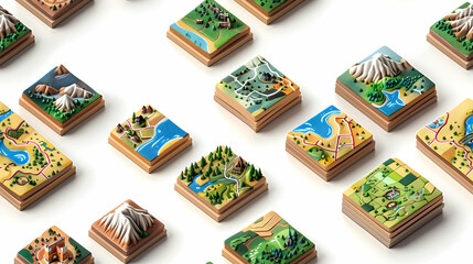 Vintage Map Tiles: Exploring the Spirit of Adventure for Fathers with Flat Design Icons