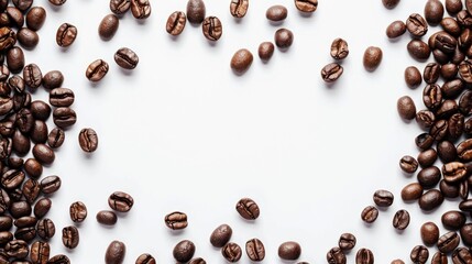 Fresh coffee beans on a clean white background. Suitable for coffee shops and cafes