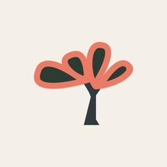 Obraz premium Autumn Tree with Orange Leaves Colourful Isolated Flat Picture