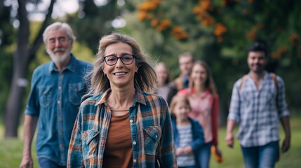 Fototapeta premium Real and relatable moments in everyday life, including diverse groups of people in natural environments. generative AI