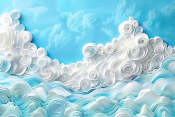 Paper sculpture of a wave in the ocean, perfect for creative projects