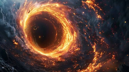 The Dark Abyss: Illustration Depicting Black Hole and Event Horizon's Gravitational Forces