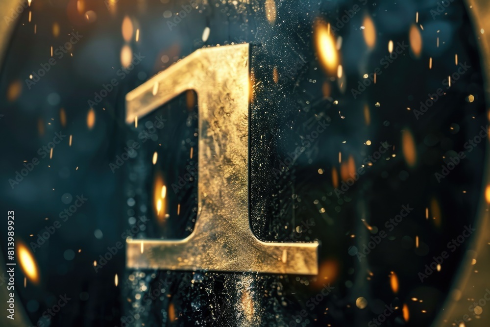 Poster Close-up of a clock on a pole in the rain. Suitable for weather or time concept illustrations