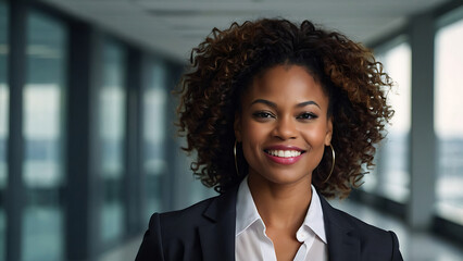 Fototapeta premium black woman businesswoman headshot portrait, business, career, success, entrepreneur, marketing, finance, technology, diversity in the workplace