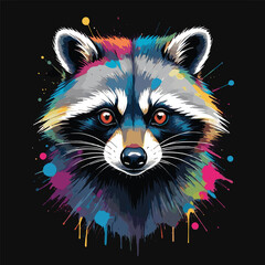 A Colorful Raccoon in Watercolor Style