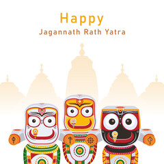 Happy Jagannath Rath Yatra greeting card design concept