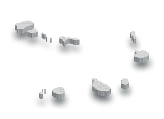 3d Cape Verde white map with regions isolated