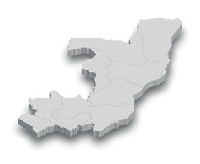 Obraz premium 3d Congo white map with regions isolated