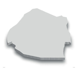 3d Eswatini white map with regions isolated