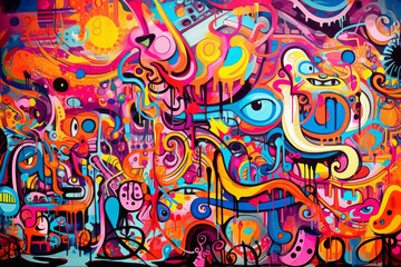 Obraz premium skull colorful graffiti art design bright background