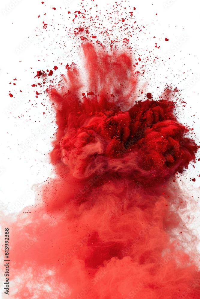 Poster a vibrant red cloud of powder in the air, perfect for energetic and dynamic concepts