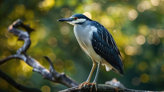 A Black Crowned Night Heron Resting on a Branch