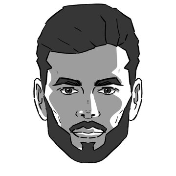 cara hombre frente varonil estilo de barba sin fondo escala de grises