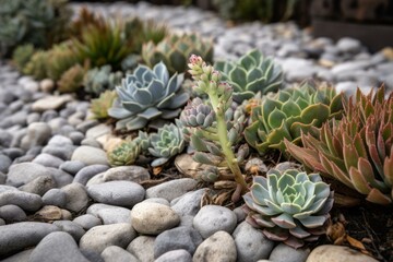 Exotic Succulent stones plant. Leaf nature. Generate Ai