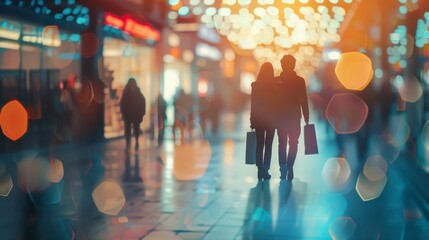 bright picture of man and woman with shopping bag