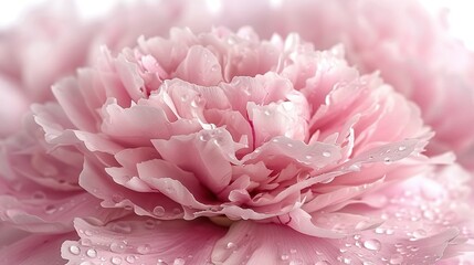   A pink flower with droplets of water on its petals and in the center