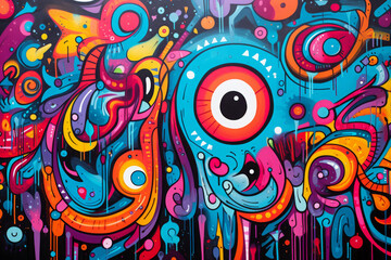 colorful graffiti art design bright background