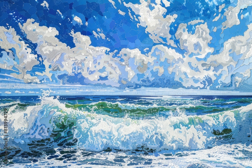 Aufkleber a powerful wave rolling towards the shore. suitable for beach and nature concepts
