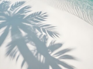 Tropical Leaf with shadows on the warter surface of the beach