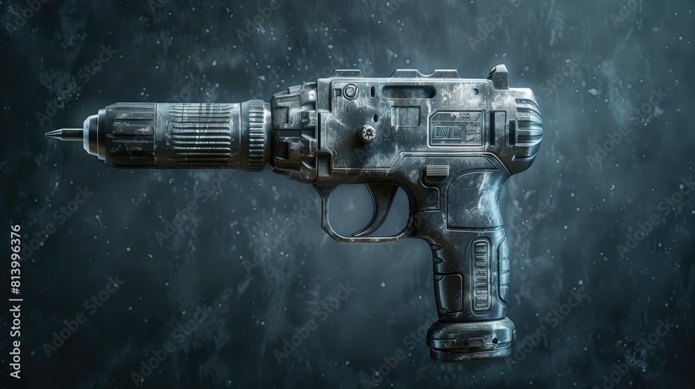 Poster a gun placed on a table, suitable for crime or security concepts