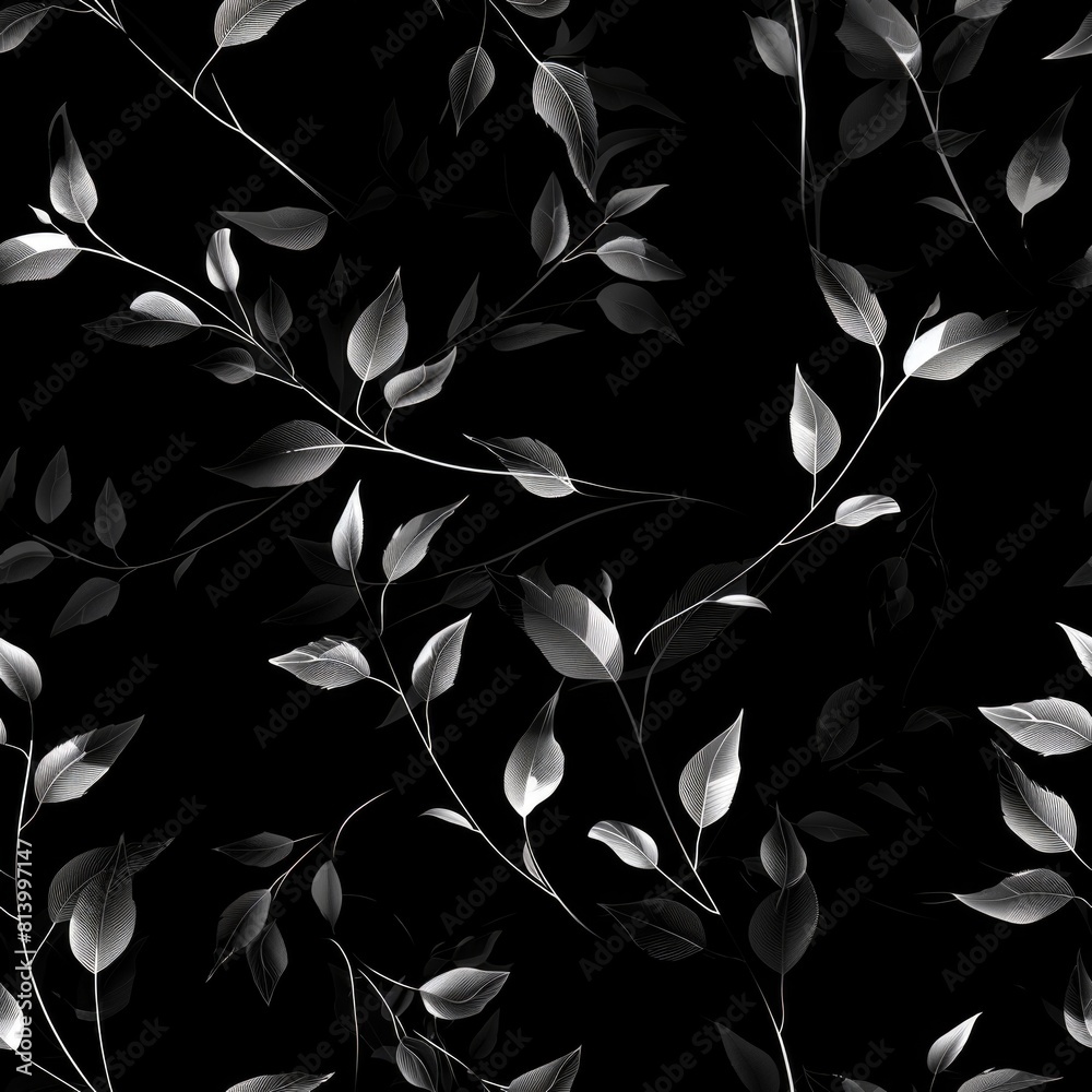Poster a simple black and white image of leaves. suitable for nature-themed projects