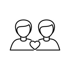 Same sex couple outline icon. Love, relationship concept. Editable stroke 